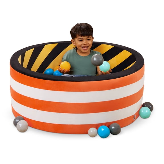 Battat Hop in Ball Pit Build City Foam Ball Pit with 65  Balls and Washable Cover, Toddler and Indoor Preschool Toys