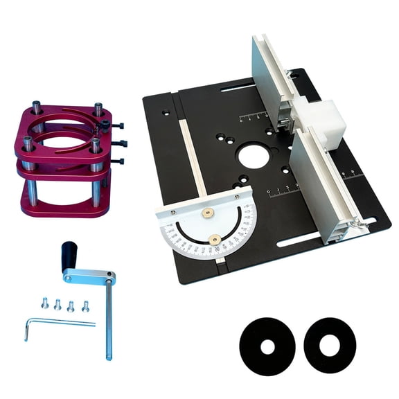 COOLHOOD Practical Router Lift And Aluminum Insert Plate Set Manual Control 51mm Strokes Woodworking Benches Equipment