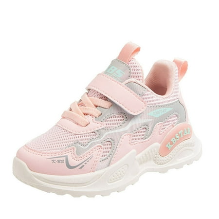 

Fashion All Seasons Children Sports Girls Flat Lightweight Mesh Breathable And Comfortable Solid Lace Up Hook Loop Casual Style Girls Fashion Shoes