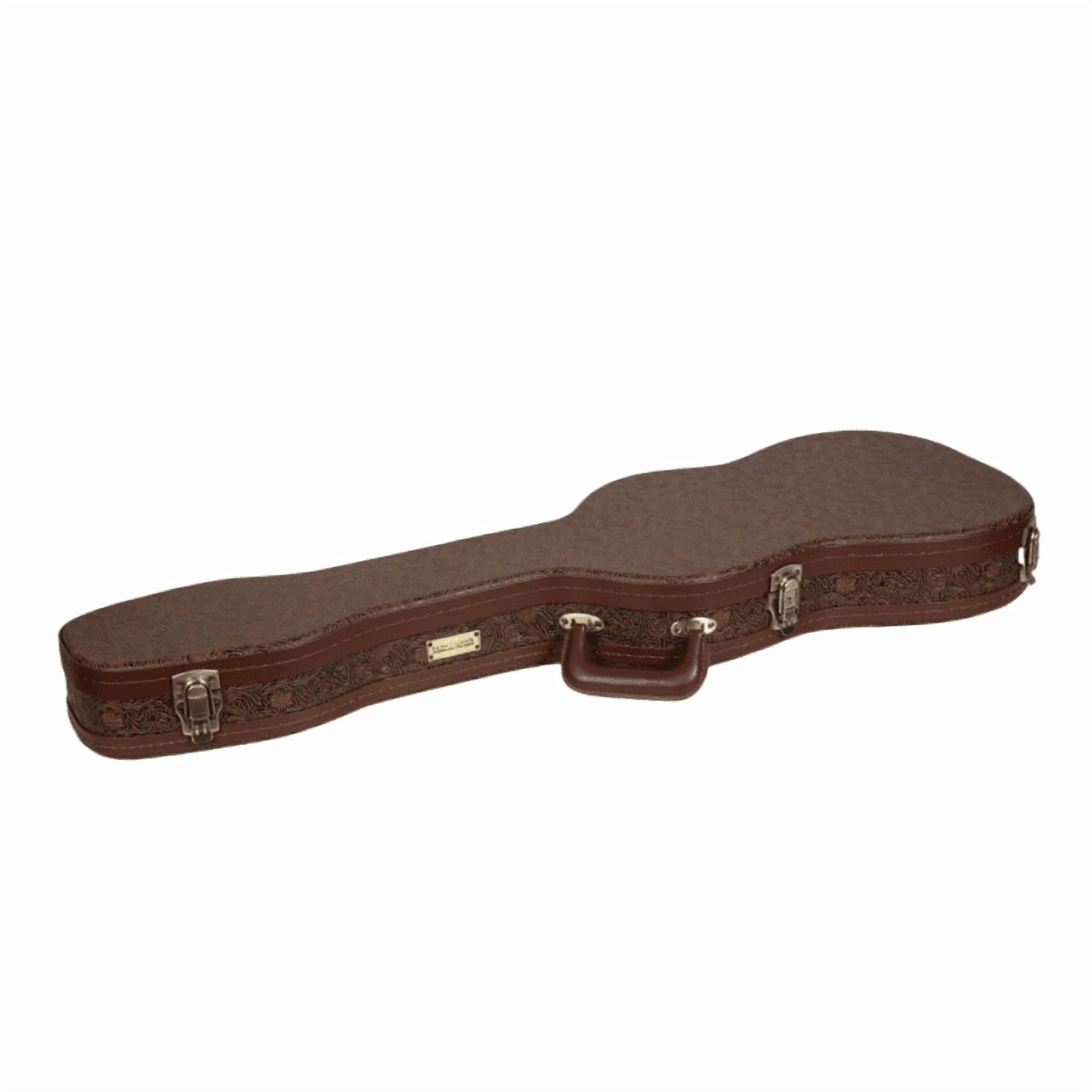 Crossrock Designer Series- Universal Wooden Case for Stratocaster and Telecaster Electric Guitars- Security Lock, Metal Feet, Storage Space- Blossom Brown