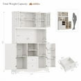 thumbnail image 5 of HORSTORS 70" Tall Pantry Cabinet, Kitchen Hutch with Microwave Stand, Modern Kitchen Storage Cabinet with 2 Drawers, Food Pantry with Wine Rack for Dining Room, Living Room, White, 5 of 7