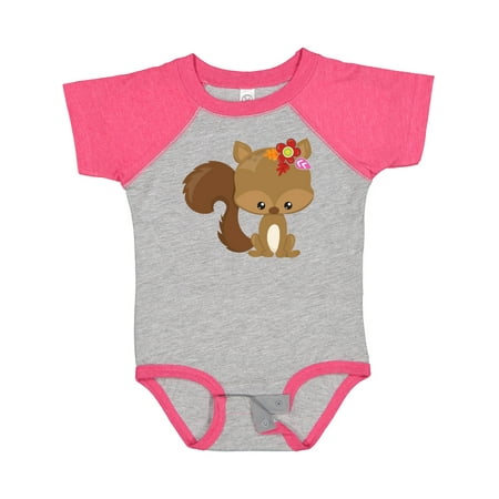 

Inktastic Spring Animals Cute Squirrel Colorful Flowers Gift Baby Boy or Baby Girl Bodysuit