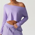 thumbnail image 5 of Sexlip Long Sleeve Crop Tops for Women Fall Loose Workout Sweatshirt Going Out Pullover Casual Yoga T-Shirts Purple L, 5 of 8