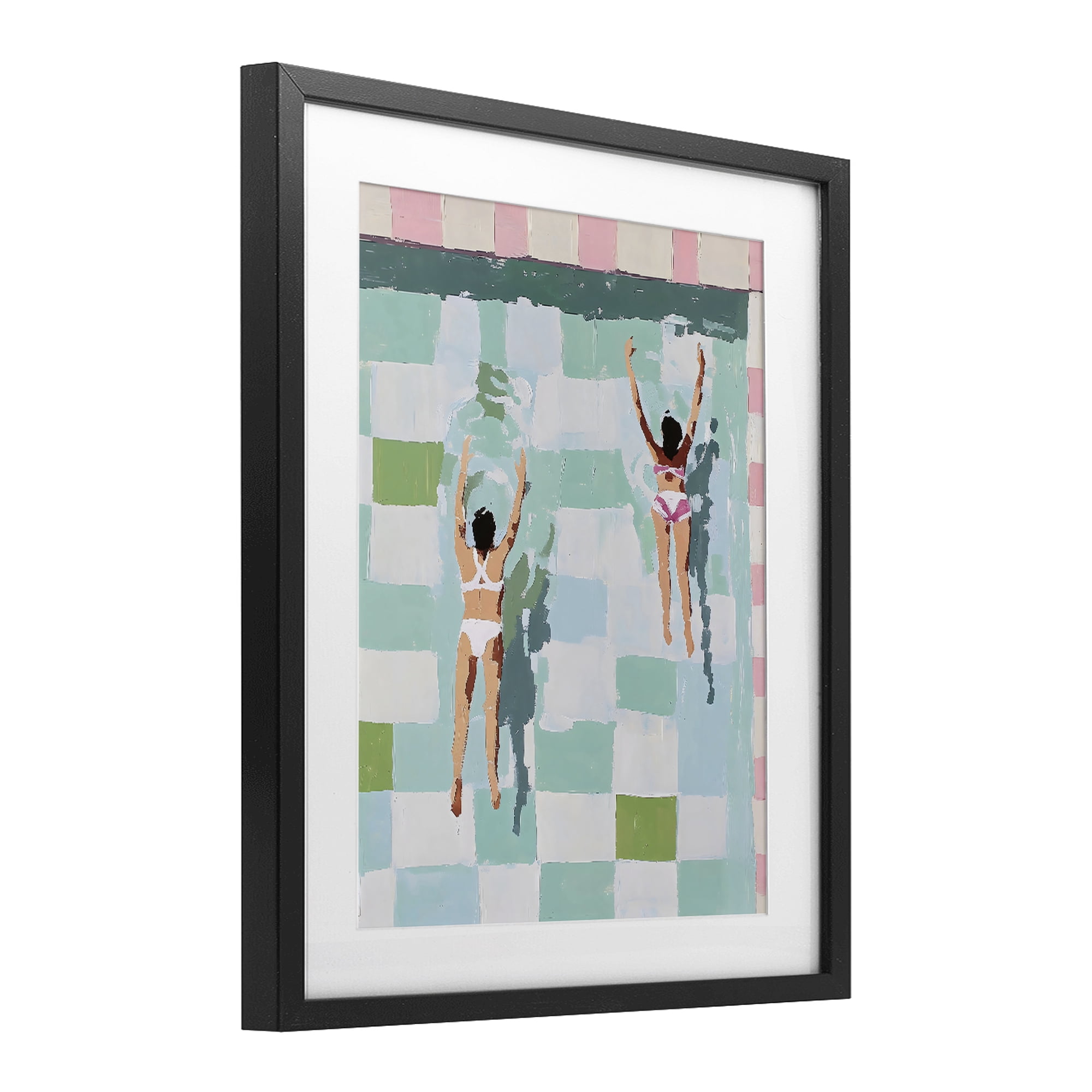 Stupell Industries Twin Swimmers in Pool Black Framed Print Under Glass, design by The Prints Vibe