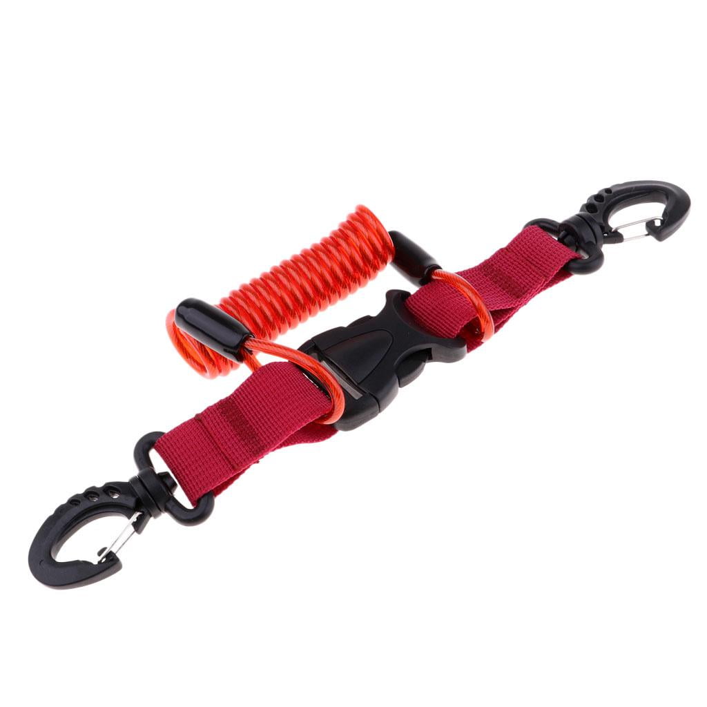 Diving Lanyard Scuba Dive Snorkeling Lanyard Lost Spring Webbing Dual Clips Diving Cameras Lights Rope Strap Red