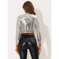 thumbnail image 3 of INSPIRE CHIC Veste à Sequins pour Femmes Manches Longues Cardigan Court Ouvert Boléro Rose Bleu m, 3 of 6