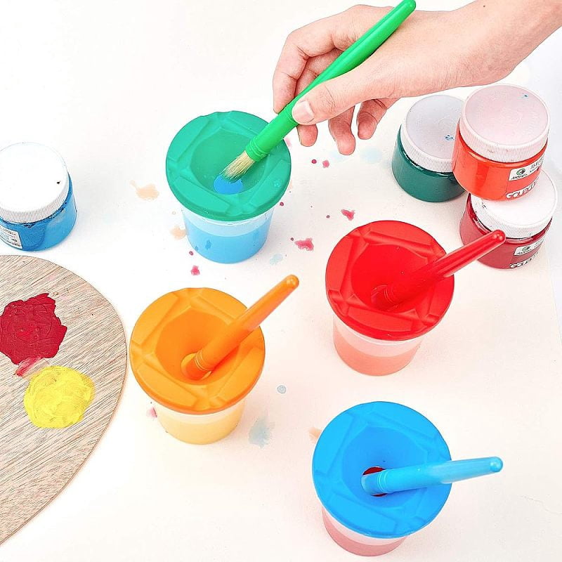 Plastic Painting Brushes Pens Sets 10PC Plastic Pen Cup and 10PC Painting Brushes Pens For Painting & Drawing Supplies Mixed Color 20pcs/set