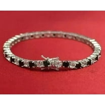 3MM 8Ct Round Cut Lab Created Black Diamond Women's Wedding Tennis Bracelet 14K White Gold Plated 7"925 Silver