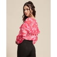 thumbnail image 3 of Moomaya Printed V-Neck Tops For Women, Ruffle Full Sleeve Sheer Summer Tunic Top, 3 of 9