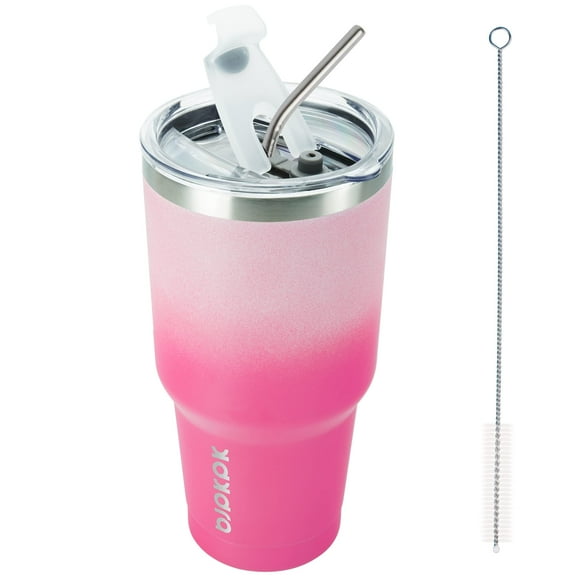 BJPKPK Vaso De 30 Oz con Tapa Y Taza De Café De Viaje con Pajita Taza De Vasos Térmicos con Aislamiento De Acero Inoxidable, Flor De Cerezo