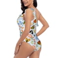 thumbnail image 4 of Gaeub Insects and Flowers Women's One Shoulder Ruffle Tummy Control Swimwear for Swimming Surfing Beach Party - Large, 4 of 8