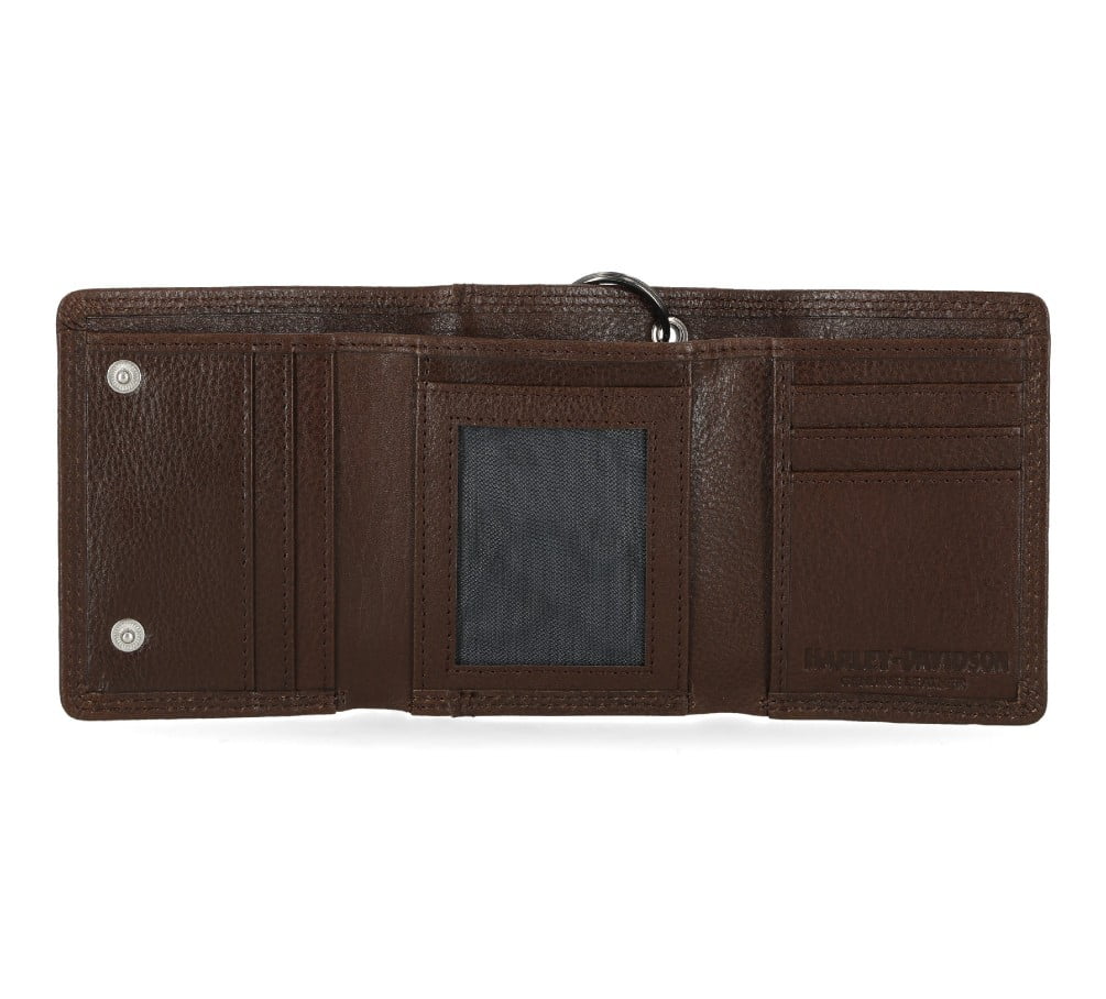 Harley-Davidson Men's Classic Genuine Leather Iconic B&S Eagle Wallet - Brown, Harley Davidson