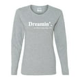 thumbnail image 2 of Dreamin' Dr Martin Luther King Jr. 1963 Womens Graphic Long Sleeve T-Shirt, Heather Grey, Medium, 2 of 3