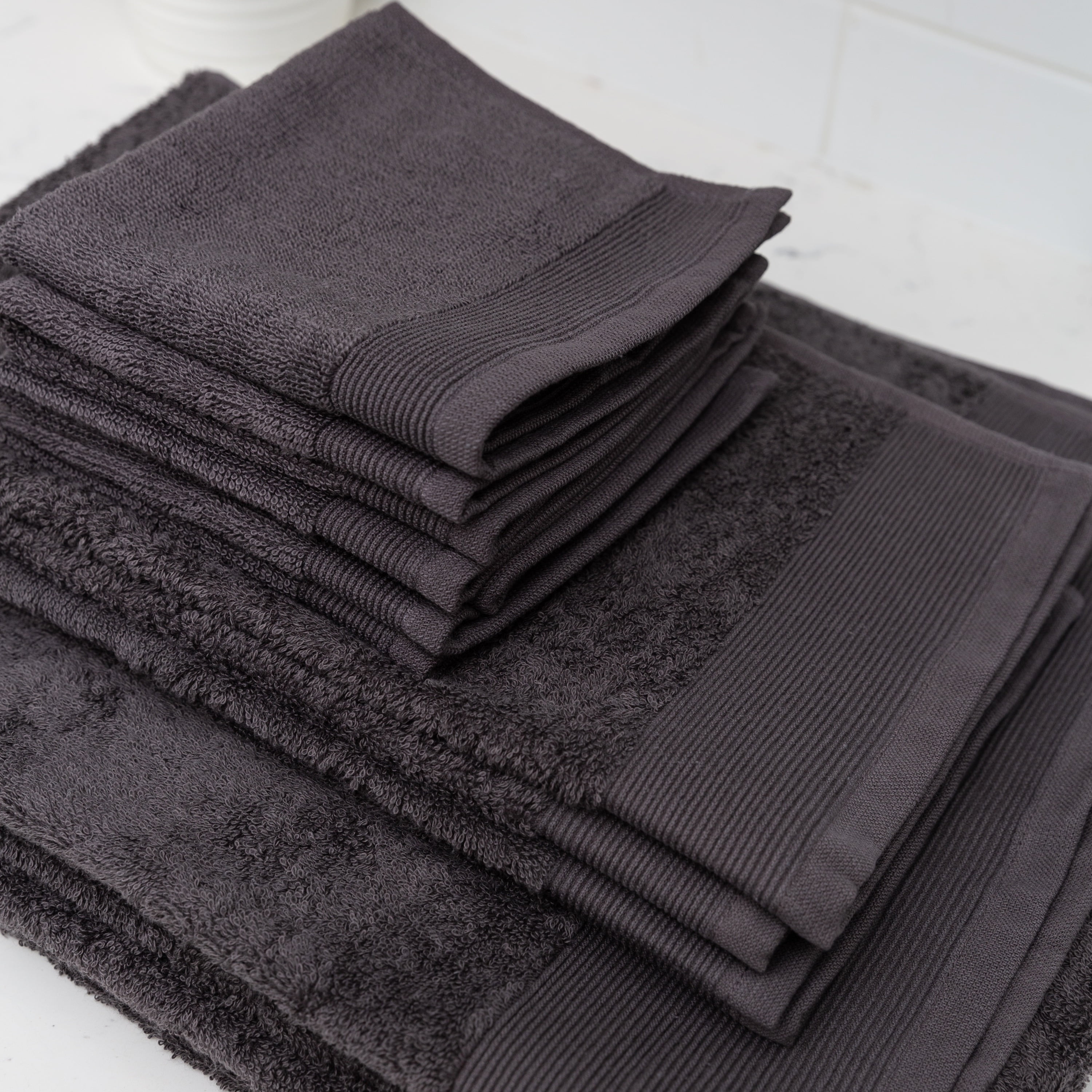 Fabstyles 8 Pieces Solid 600 GSM Cotton Bath Towels, 27" x 52", Gray