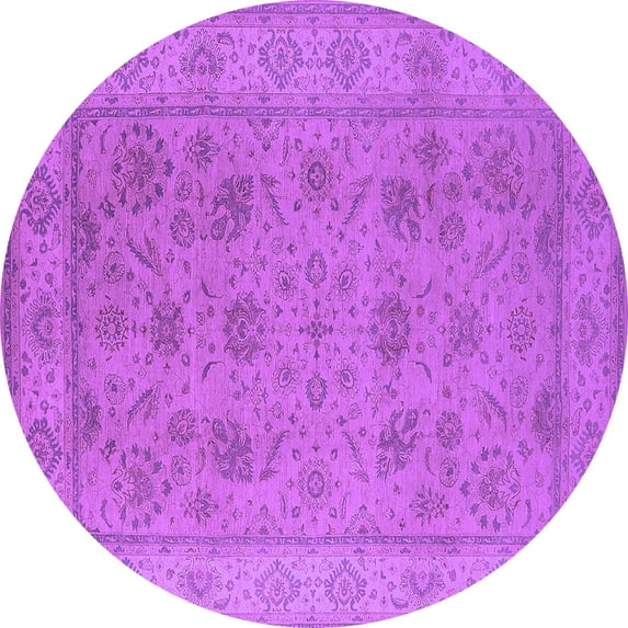 Ahgly Company Indoor Round Oriental Purple Traditional Area Rugs, 4' Round