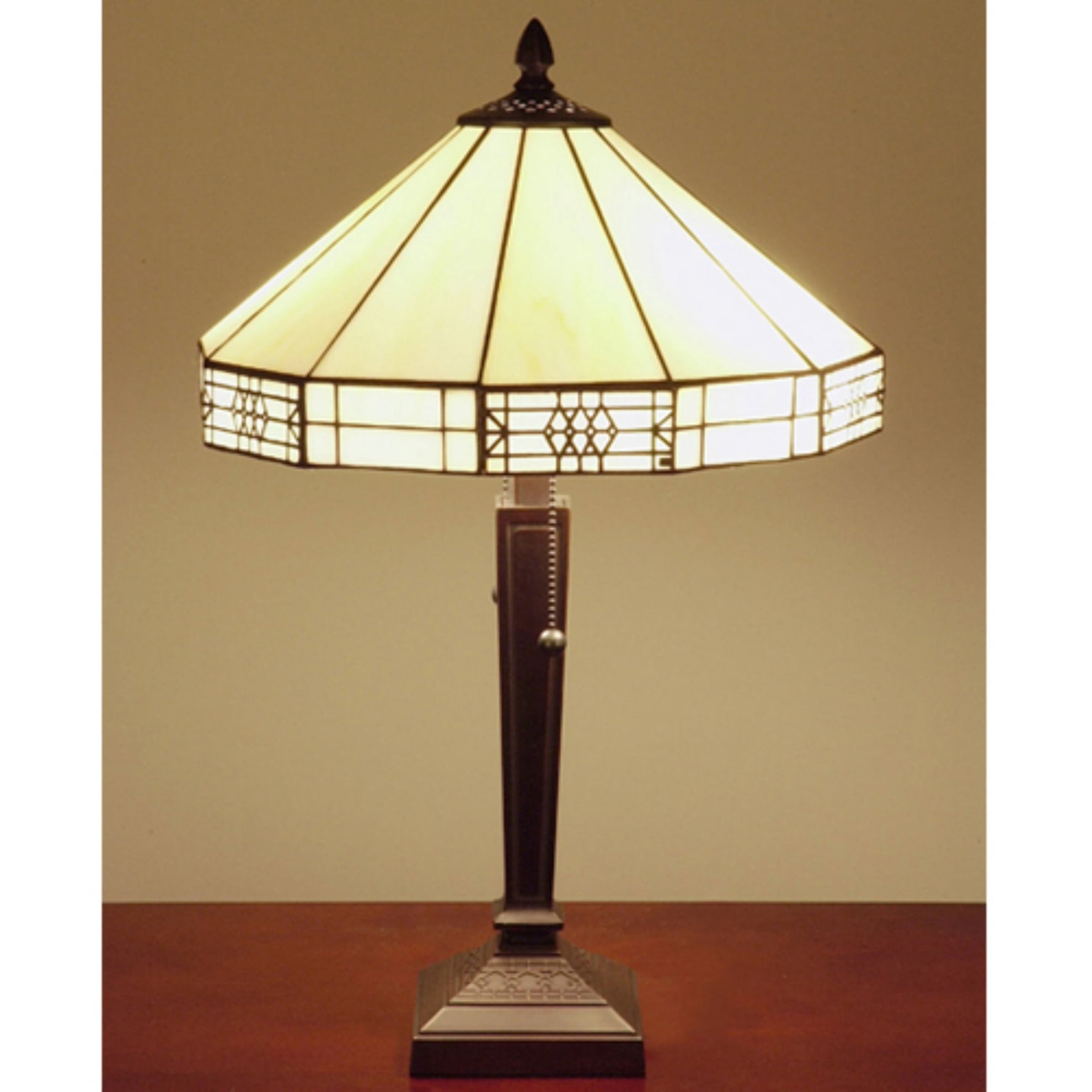 Tiffany-style Mission-style White Table Lamp