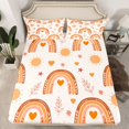thumbnail image 2 of jejeloiu Cute Boho Rainbow Twin Sheet Sets,Cartoon Loves Pattern Twin Fitted Sheet,Orange Beige Flat Sheet For Girls Kids,Ultra Soft Home Decor,3pcs, 2 of 7
