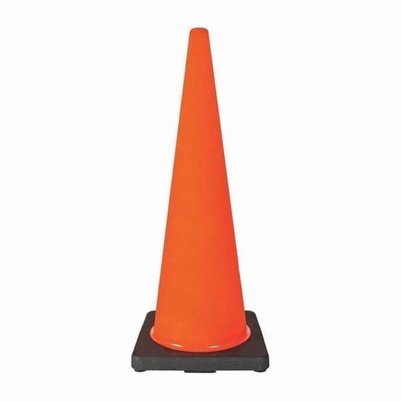 Traffic Cone, Standard Shape, PVC, 36 in H, Orange, Non-Reflective, Black Base