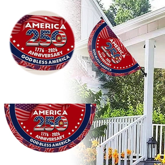Personalized Fan Flag America's 250th Anniversary Banner 3x6 ft 1776 2026 Anniversary Bunting Outdoor Hanging Decor with Grommets for Porch Yard, Red 35.4"x70.9" Home Decor