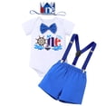 thumbnail image 2 of FYMNSI Baby Boy 1st Birthday Outfits Bow Tie Romper Shorts Adjustable Y Back Suspenders Set with Crown Infant Cake Smash Photo Shoot Clothes, 2 of 10