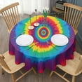 thumbnail image 3 of Colorful Rainbow Tie Dye Spiral Pattern Round Tablecloth 60"x60",Wrinkle Wipeable Table Cloth for Kitchen Dining Room Picnic Patio Party, 3 of 6