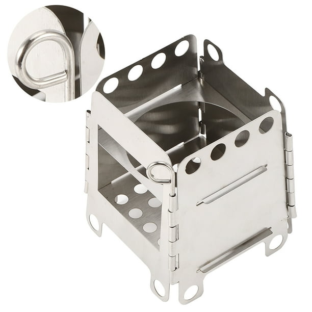 Estufa de camping, estufa portátil plegable de acero inoxidable para exteriores Estufa de acero inoxidable fabricada con cuidado