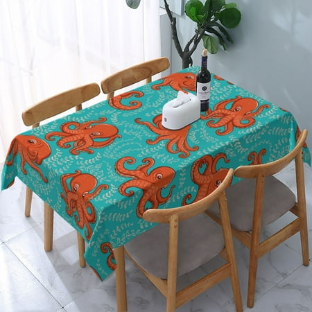 

Tablecloth Red Octopus Table Cloth For Rectangle Tables Waterproof Resistant Picnic Table Covers For Kitchen Dining/Party(54x72in)
