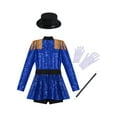 thumbnail image 4 of iiniim Kids Girls Circus Ringmaster Jumpsuit Shiny Sequins Performance Leotard Dress Magician Outfits Blue 10, 4 of 7