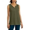 thumbnail image 6 of MSRP $13 Karen Scott Women Split-Neck Tunic Tank Top Navy Size Medium, 6 of 8