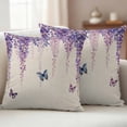thumbnail image 2 of Wisteria Outdoor Pillow Covers 16x16 Set of 2,Waterproof Patio Throw Pillowcase Protectors,Spring Purple Flowers Butterflies Vintage Beige Decorative Pillow Shams Cushion Covers for Seat Bed Couch, 2 of 8
