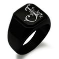 thumbnail image 1 of Stainless Steel Letter J Initial Floral Monogram Engraved Engraved Square Flat Top Biker Style Polished Signet Ring, 1 of 1