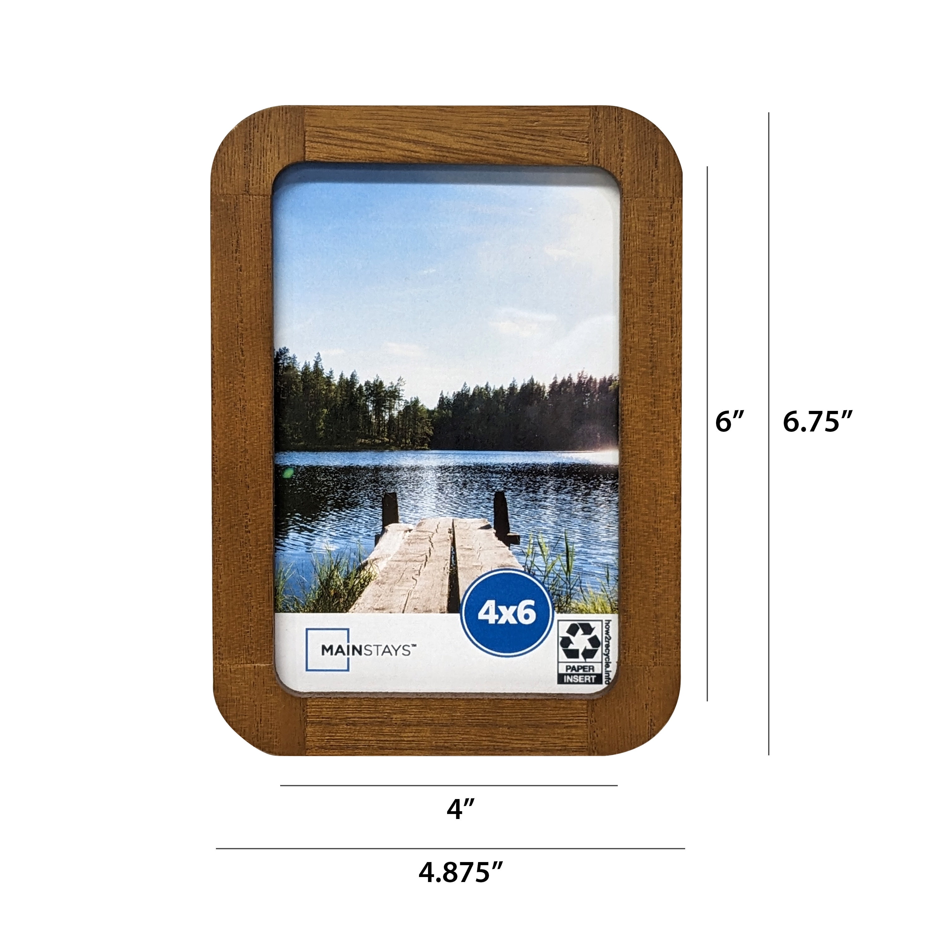 Mainstays – 4x6 Picture Frame – Walnut Wood Finish Rounded Corners Tabletop Photo Frame