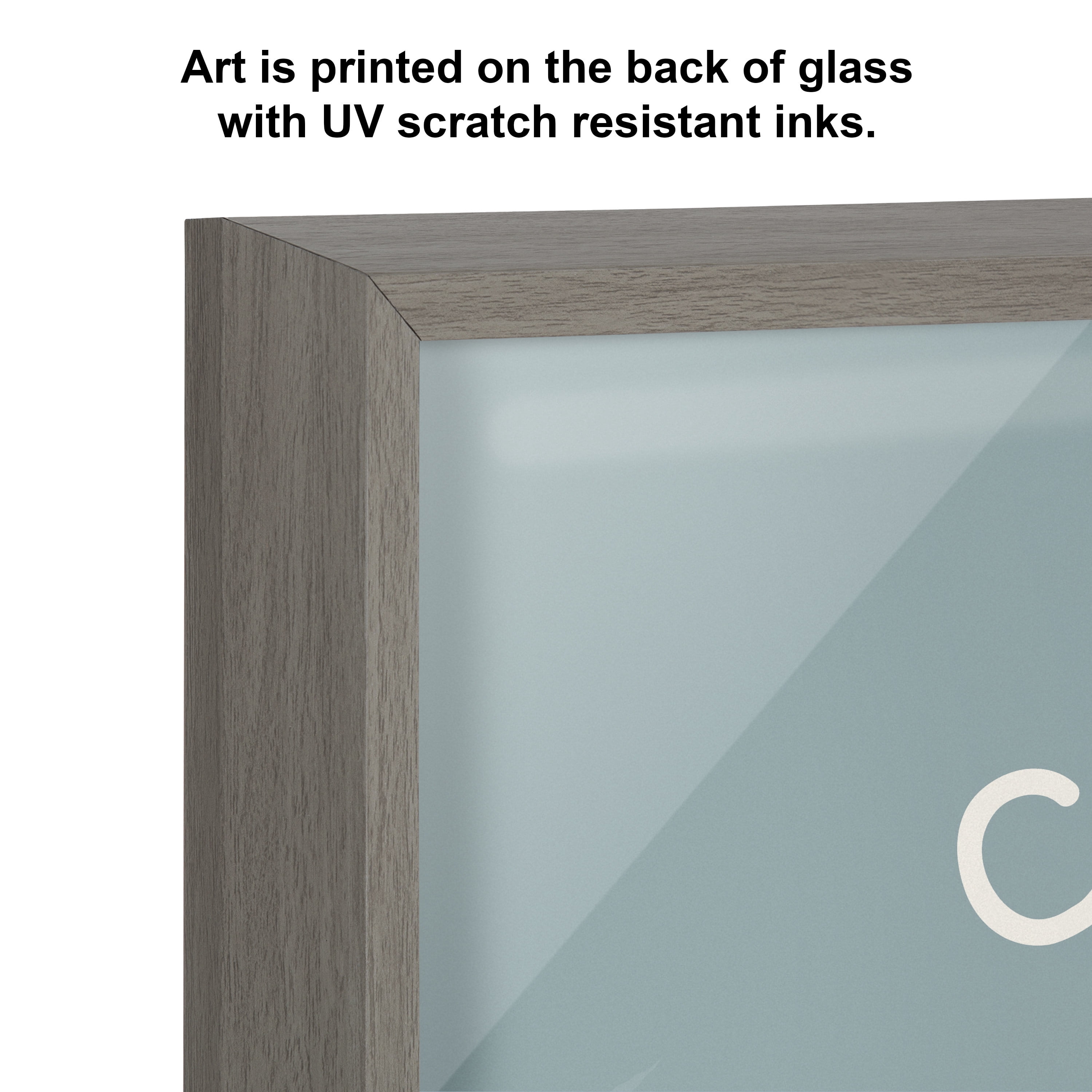 Kate and Laurel Call Me Old Fashioned Blue Framed Printed Glass Wall Art , Kitchen Bar Wall Decor by The Creative Bunch Studio, 16x20 Gray,
