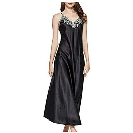 

Women Nightwear Silk Satin Lingerie Sleepwear Long Maxi Dress Robe Gown Plus Size