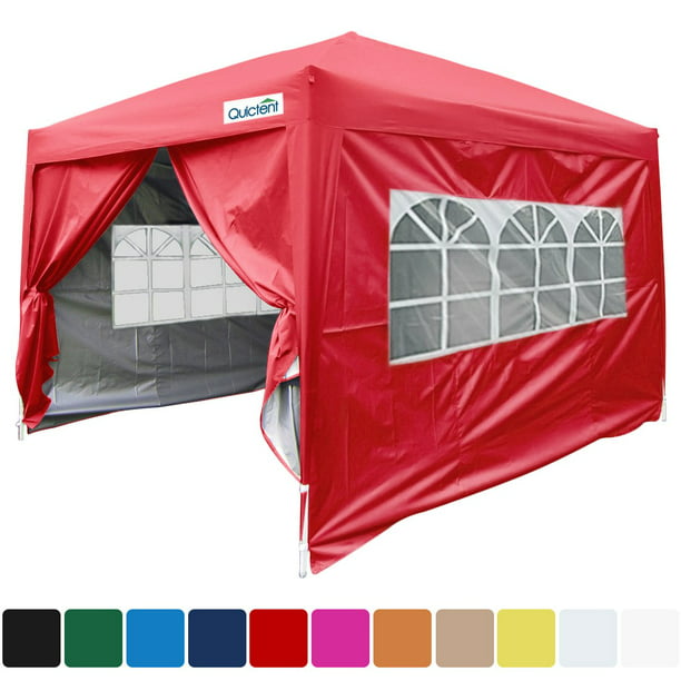 Quictent Silvox Waterproof 10x10 Ez Pop Up Canopy Tent Outdoor Vendor Tent Gazebo With Sidewalls Roller Bag Red Walmart Com Walmart Com