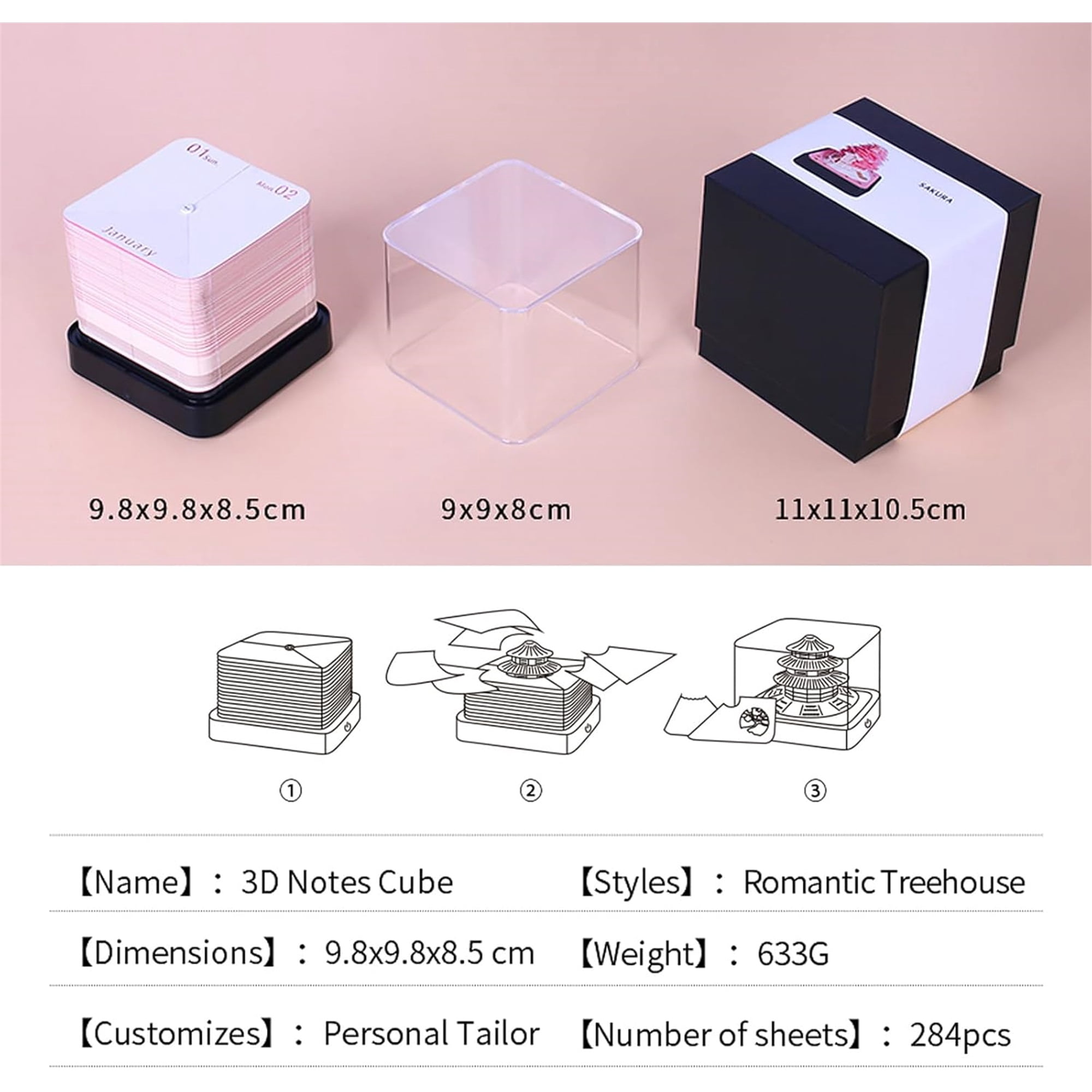 JKCCZLL 2026 Time Piece Calendar 3D Memo Pad Paper Art Romantic Tree, 3D Art Calendar DIY Notes Notepad Desktop Decoration Gift,Colorful,4.33in*4.33in*4.33