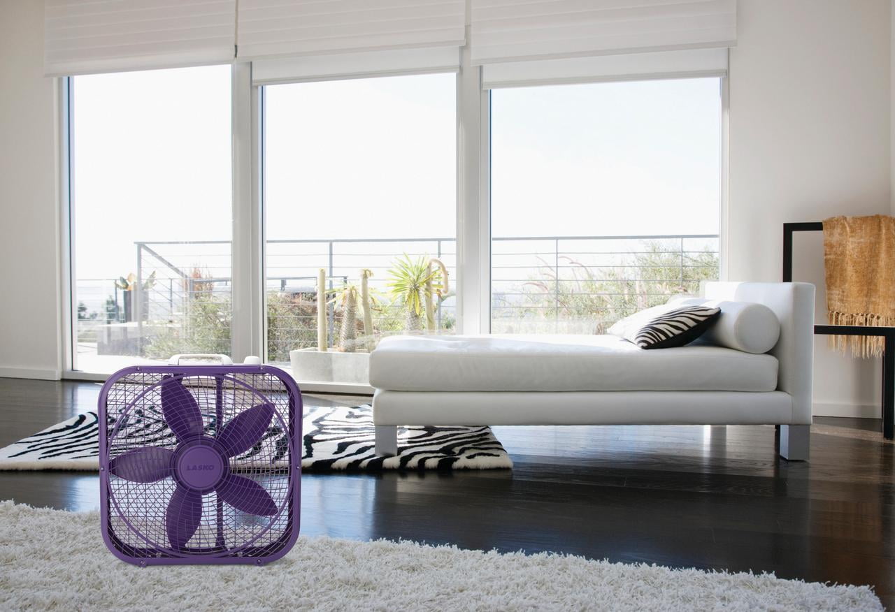 Lasko Cool Colors 20 Box Fan with 3 Speeds, B20303, Purple, 20.5L, New -  Walmart.com