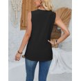 thumbnail image 3 of Women's V-Neck Shirts Summer Sleeveless Solid Color Eyelet Embroidery T-shirts Casual Loose Fit Flower Decoration Tops, 3 of 8