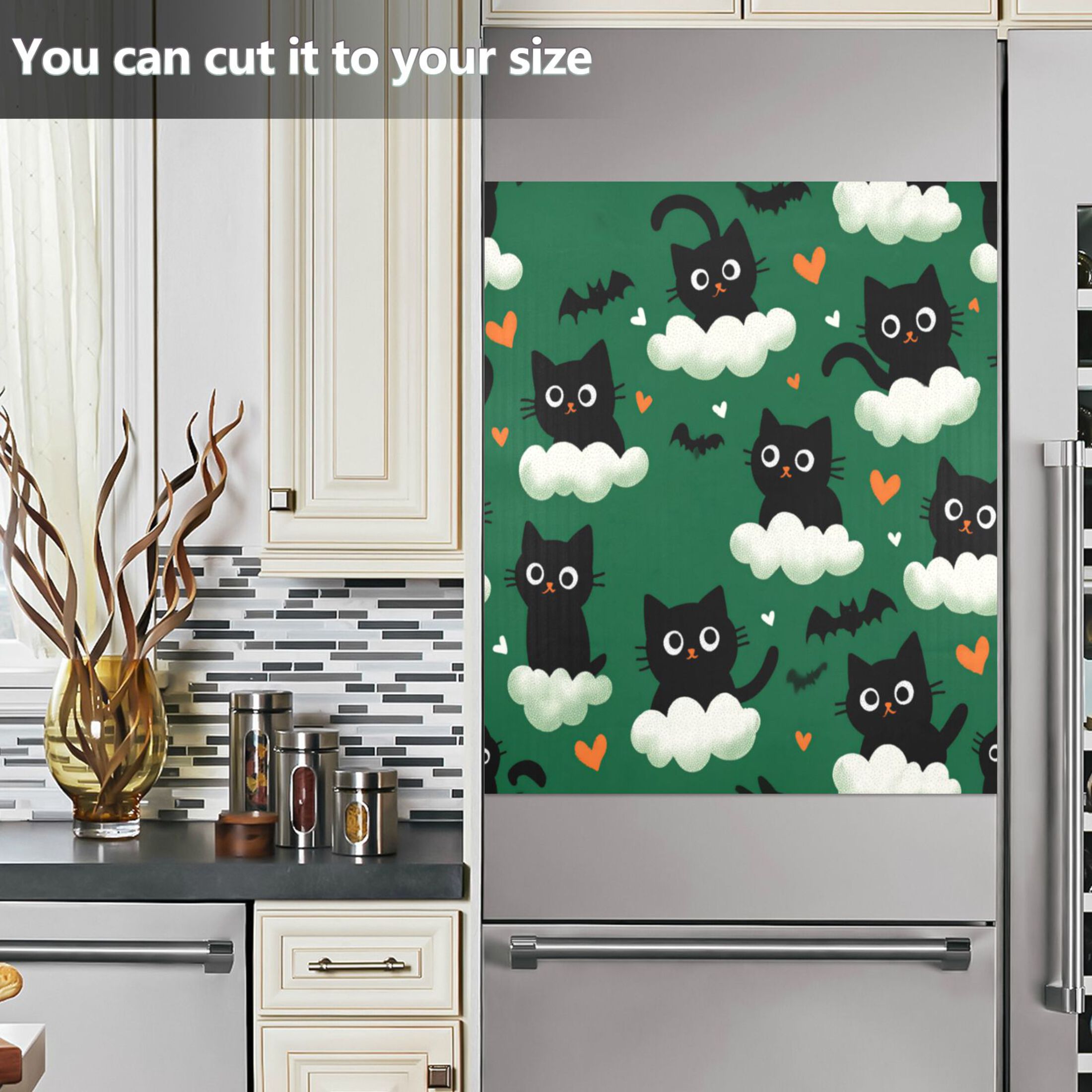 Dishwasher Magnetic Refrigerator Magnet Cover Sticker Home Decorative 23"x26" Black Cats and Bats