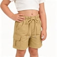 thumbnail image 6 of Maqroz Girls Cargo Shorts Elastic Waist Button Closure Casual Summer Shorts with Side Pockets Solid Color Loose Fit Bottoms 5-15 Years, 6 of 8