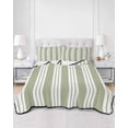 thumbnail image 2 of Quilts Twin Size Bedding Set, Striped Sage Green Lightweight Quilted Comforter, Farmhouse Line Stripes Classic Soft Reversible Bedspread Coverlet with Pillow Covers for All Season, 68" x 86", 2 of 7