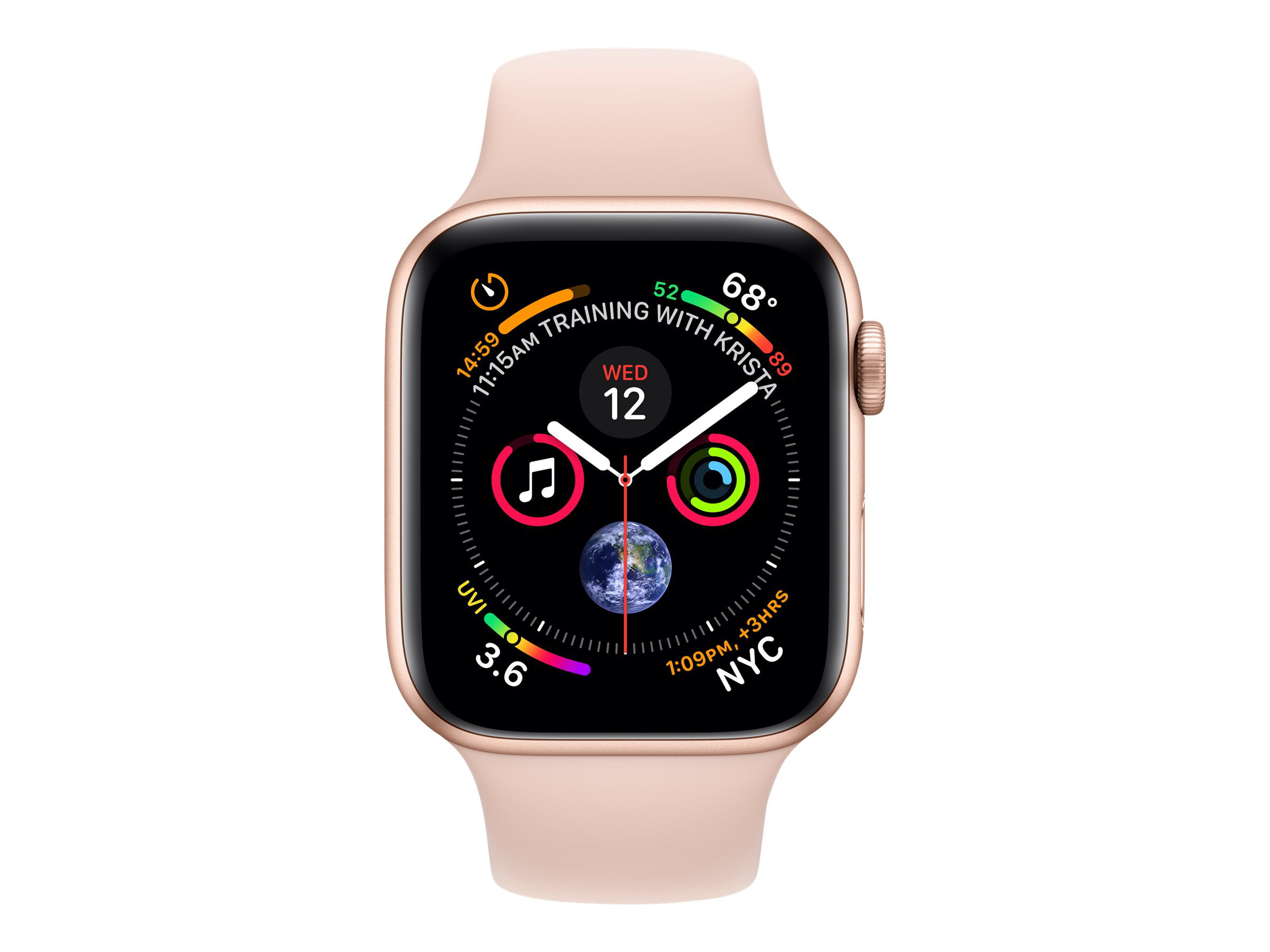 Apple Watch Series 4 (GPS + Cellular) - 44 mm - gold aluminum - smart watch  with sport band - fluoroelastomer - pink sand - wrist size: 5.51 in - 8.27  