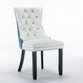 thumbnail image 4 of Modern High-end Tufted Dining Chair Set of 2, PU Leather Dining Room Chair with Solid Wood Legs and Chrome Nailhead Trim Backrest, Counter Chair for Kitchen, Bedroom, White, 4 of 9