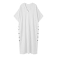 thumbnail image 6 of Iyufng Loungewear Maxi Dresses for Women V-Neck Solid Color Mid Sleeve Button Down Dress and Pockets, 6 of 6