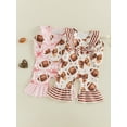 thumbnail image 3 of RUINIXCW Infant Baby Girl Romper Ruffle Long Sleeve Crew Neck Rugby Bow Print Fall Jumpsuit, 3 of 9