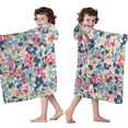 thumbnail image 4 of Pioneer Flower Floral Print Pattern Hooded Bath Towel，50"x30" for Ages 3 To 12 Kids, Quick Dry Lightweight Soft Microfiber Hood Beach Towel Cover Up for Kids, 4 of 7