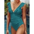thumbnail image 2 of Women's One Piece Swimsuit Ruffle Lace Up Beach Bathing Suit Tummy Control Swimsuit Bathing Costume, 2 of 4