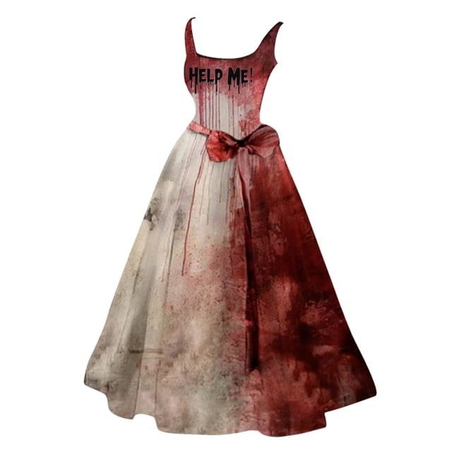 Robe de Soirée Longue Sans Manches pour Femmes Robe de Bal Élégante Formelle d'Halloween
