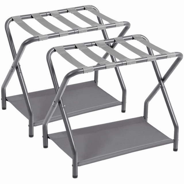 Portaequipajes AMHANCIBLE HLR02GY de metal plegable con almacenamiento