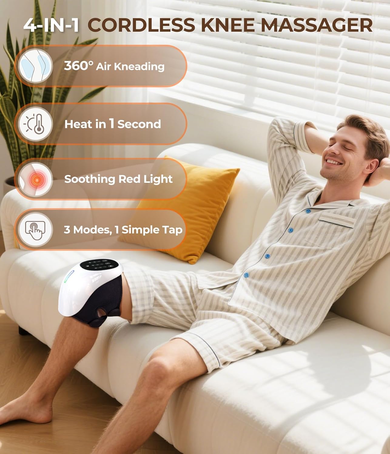 360° Comfort Knee Wrap with Soothing Heat, Kneading Massage, and Red Light